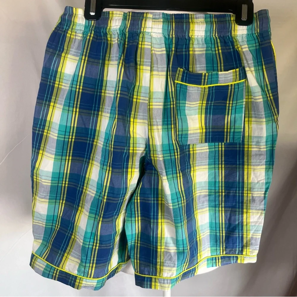 Psycho Bunny Plaid Shorts with Embroidered Bunny Logo Yellow/Blue Size‎ Small